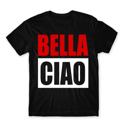 Fekete A nagy pénzrablás férfi rövid ujjú póló - Bella Ciao