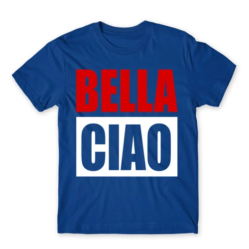 Királykék A nagy pénzrablás férfi rövid ujjú póló - Bella Ciao