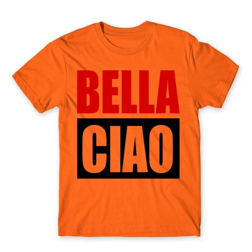 Narancs A nagy pénzrablás férfi rövid ujjú póló - Bella Ciao