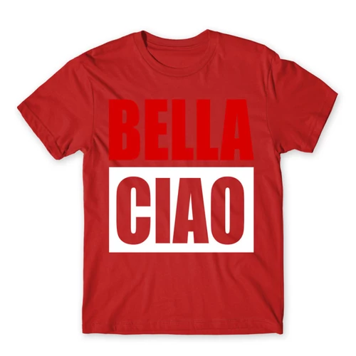 Piros A nagy pénzrablás férfi rövid ujjú póló - Bella Ciao