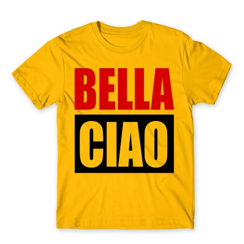 Sárga A nagy pénzrablás férfi rövid ujjú póló - Bella Ciao