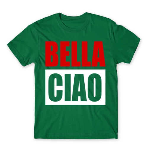 Zöld A nagy pénzrablás férfi rövid ujjú póló - Bella Ciao