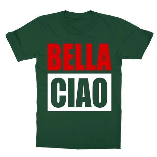 Sötétzöld A nagy pénzrablás gyerek rövid ujjú póló - Bella Ciao