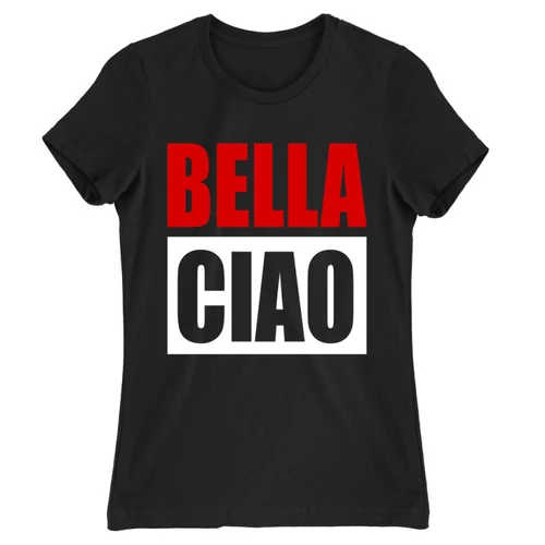 Fekete A nagy pénzrablás női rövid ujjú póló - Bella Ciao