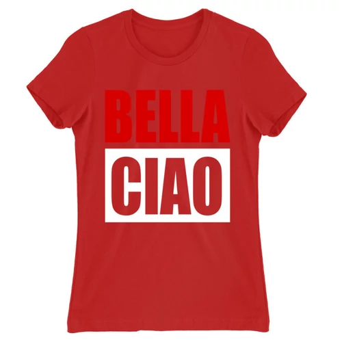 Piros A nagy pénzrablás női rövid ujjú póló - Bella Ciao