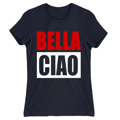 Sötétkék A nagy pénzrablás női rövid ujjú póló - Bella Ciao