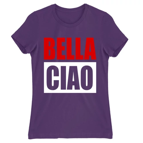 Sötétlila A nagy pénzrablás női rövid ujjú póló - Bella Ciao