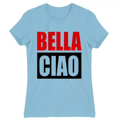 Világoskék A nagy pénzrablás női rövid ujjú póló - Bella Ciao