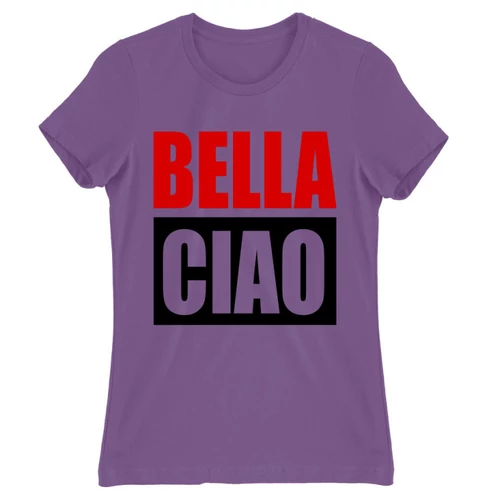 Világoslila A nagy pénzrablás női rövid ujjú póló - Bella Ciao