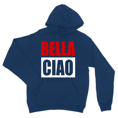 Királykék A nagy pénzrablás unisex kapucnis pulóver - Bella Ciao