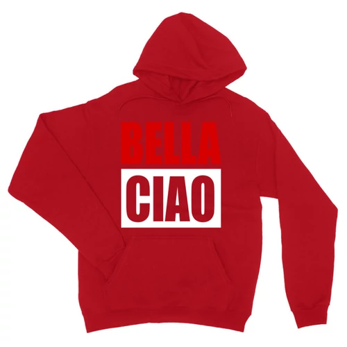 Piros A nagy pénzrablás unisex kapucnis pulóver - Bella Ciao