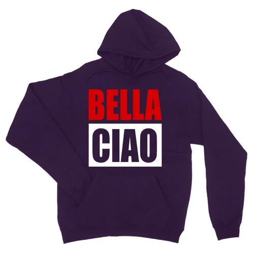 Sötétlila A nagy pénzrablás unisex kapucnis pulóver - Bella Ciao