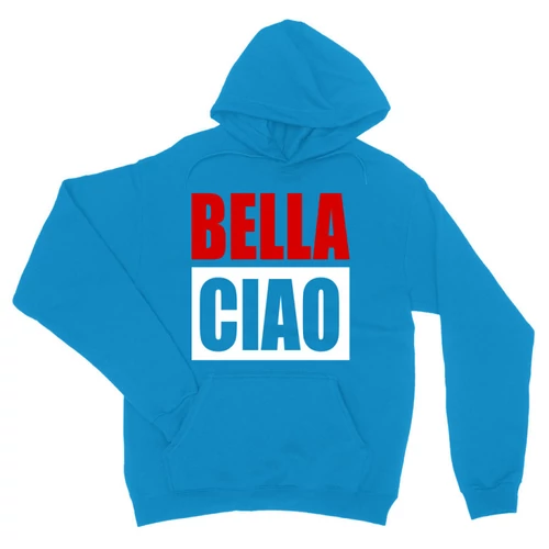 Zafírkék A nagy pénzrablás unisex kapucnis pulóver - Bella Ciao
