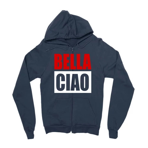 Sötétkék A nagy pénzrablás zipzáros pulóver - Bella Ciao