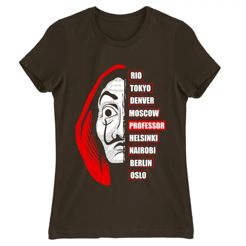 Barna A nagy pénzrablás női rövid ujjú póló - Money Heist Professor