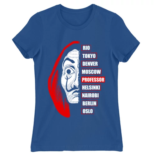 Királykék A nagy pénzrablás női rövid ujjú póló - Money Heist Professor