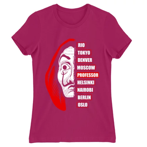 Pink A nagy pénzrablás női rövid ujjú póló - Money Heist Professor