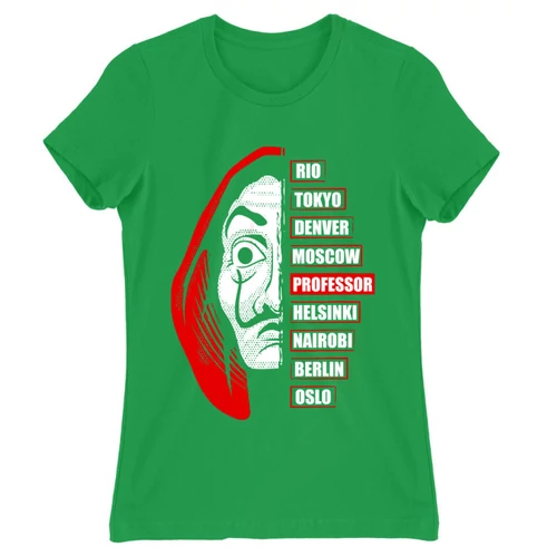 Zöld A nagy pénzrablás női rövid ujjú póló - Money Heist Professor