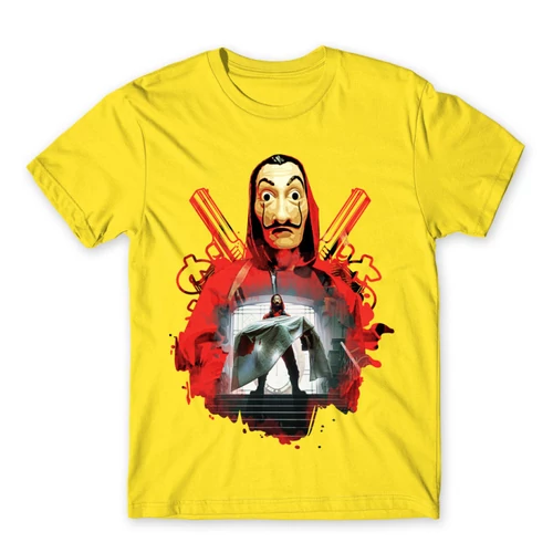 Citromsárga A nagy pénzrablás férfi rövid ujjú póló - Money Heist Staircase