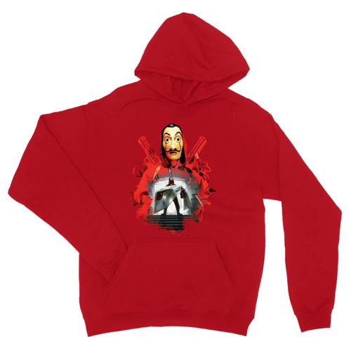 Piros A nagy pénzrablás unisex kapucnis pulóver - Money Heist Staircase
