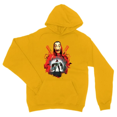 Sárga A nagy pénzrablás unisex kapucnis pulóver - Money Heist Staircase