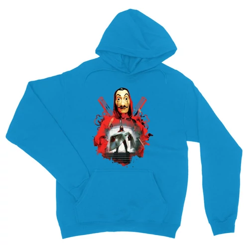 Zafírkék A nagy pénzrablás unisex kapucnis pulóver - Money Heist Staircase