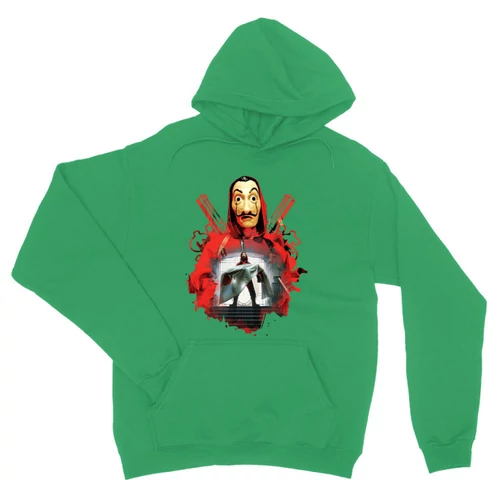 Zöld A nagy pénzrablás unisex kapucnis pulóver - Money Heist Staircase