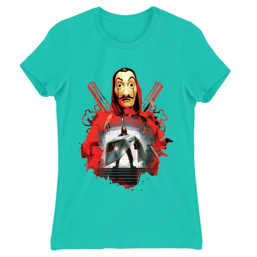 Türkiz A nagy pénzrablás női rövid ujjú póló - Money Heist Staircase