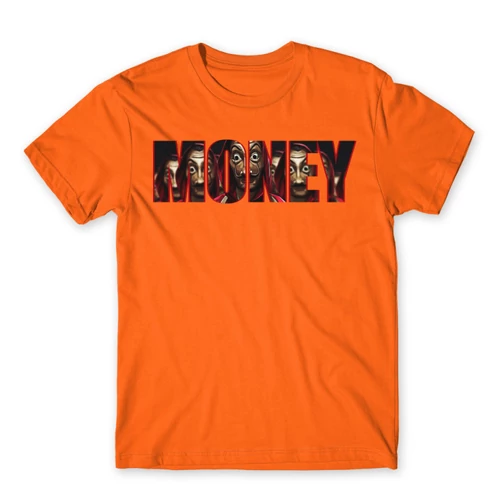 Narancs A nagy pénzrablás férfi rövid ujjú póló - Money 