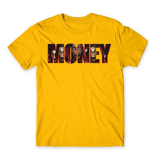 Sárga A nagy pénzrablás férfi rövid ujjú póló - Money 