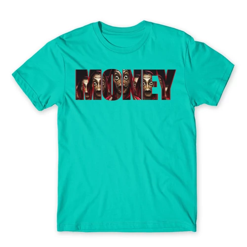Türkiz A nagy pénzrablás férfi rövid ujjú póló - Money 