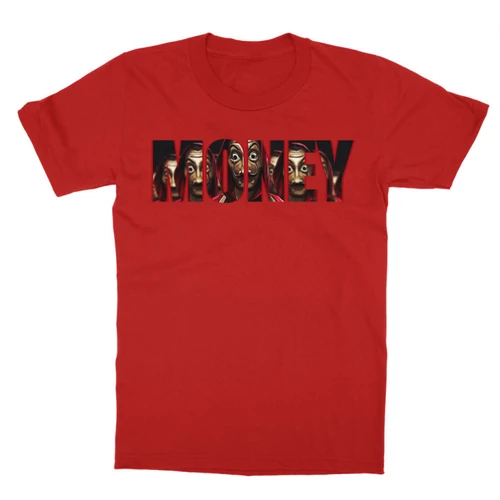 Piros A nagy pénzrablás gyerek rövid ujjú póló - Money