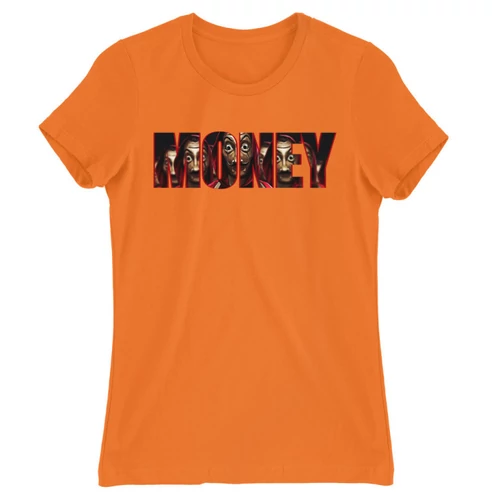 Narancs A nagy pénzrablás női rövid ujjú póló - Money