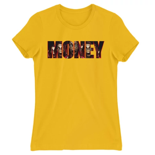 Sárga A nagy pénzrablás női rövid ujjú póló - Money