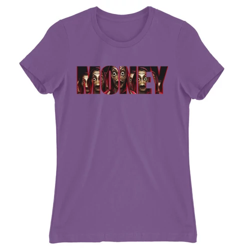 Világoslila A nagy pénzrablás női rövid ujjú póló - Money