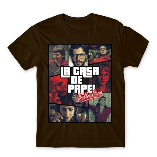 Barna A nagy pénzrablás férfi rövid ujjú póló - La casa de papel GTA