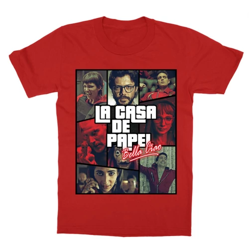 Piros A nagy pénzrablás gyerek rövid ujjú póló - La casa de papel GTA