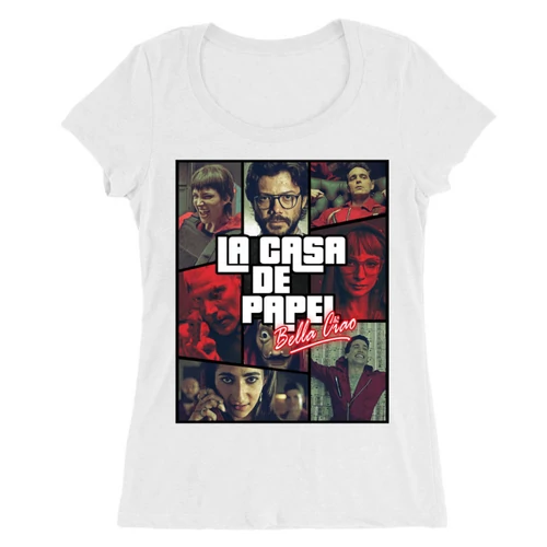 Fehér A nagy pénzrablás női O-nyakú póló - La casa de papel GTA