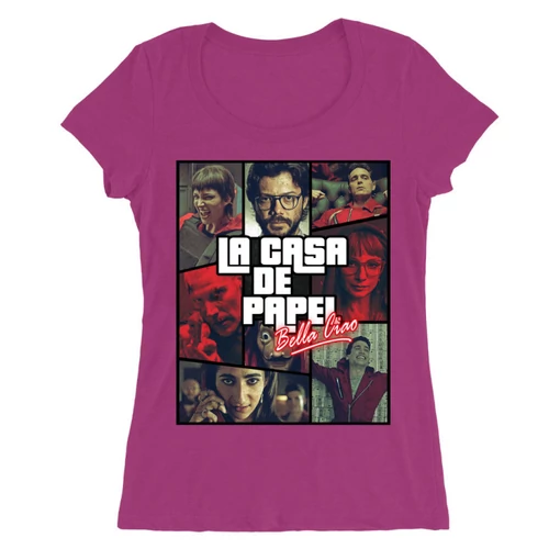Pink A nagy pénzrablás női O-nyakú póló - La casa de papel GTA