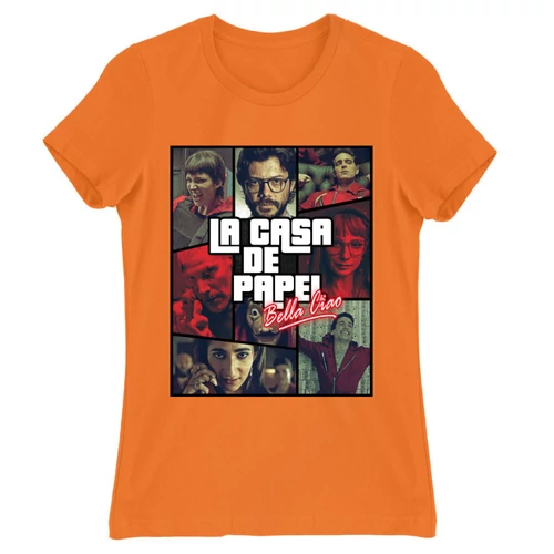 Narancs A nagy pénzrablás női rövid ujjú póló - La casa de papel GTA
