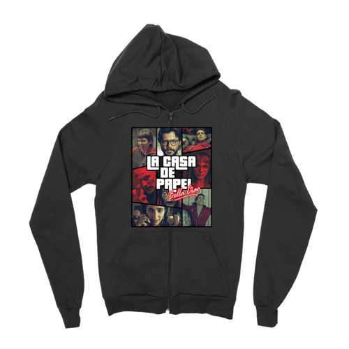 Fekete A nagy pénzrablás zipzáros pulóver - La casa de papel GTA