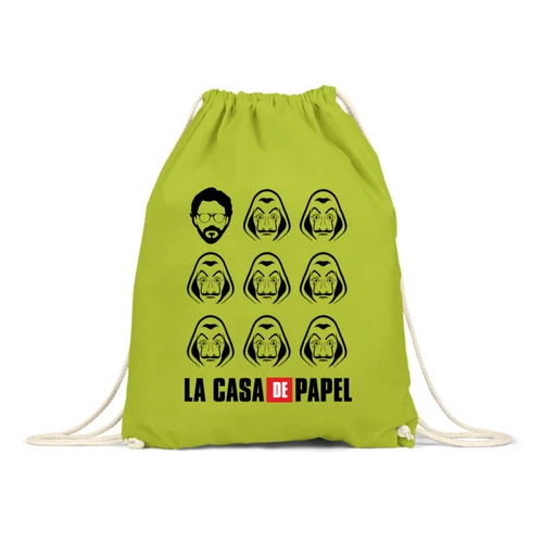 Almazöld A nagy pénzrablás tornazsák - La casa de papel faces