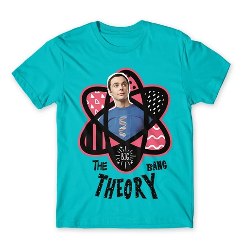 Atollkék Agymenők férfi rövid ujjú póló - Atomic Sheldon