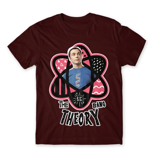 Bordó Agymenők férfi rövid ujjú póló - Atomic Sheldon