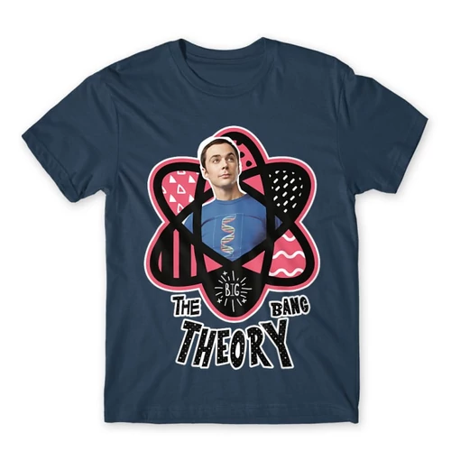 Denim Agymenők férfi rövid ujjú póló - Atomic Sheldon