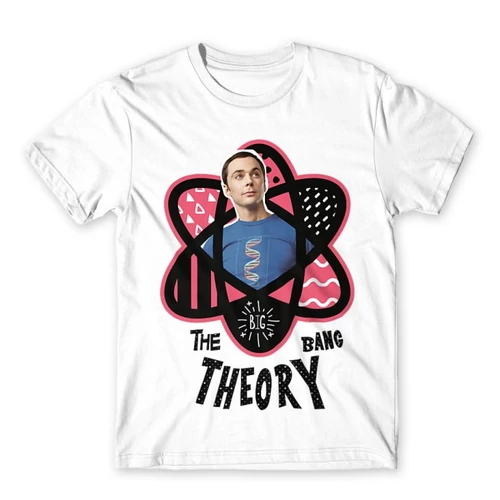 Fehér Agymenők férfi rövid ujjú póló - Atomic Sheldon