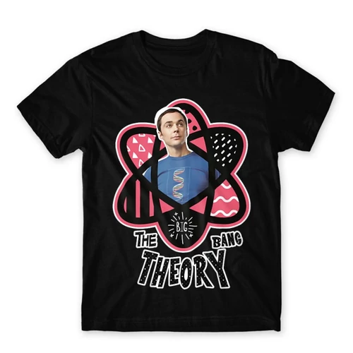Fekete Agymenők férfi rövid ujjú póló - Atomic Sheldon