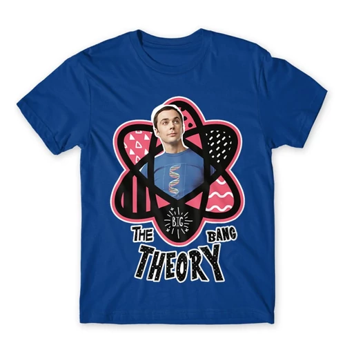 Királykék Agymenők férfi rövid ujjú póló - Atomic Sheldon