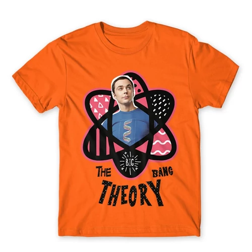 Narancs Agymenők férfi rövid ujjú póló - Atomic Sheldon