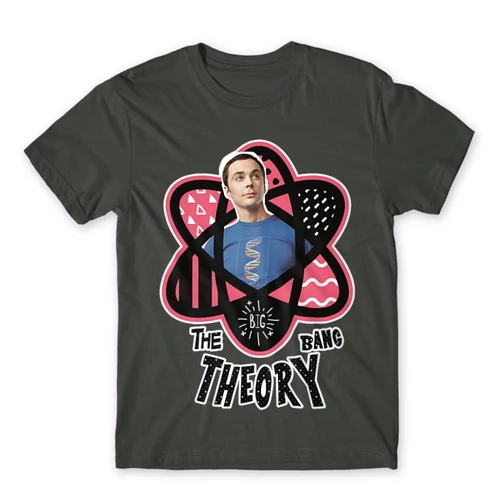Sötétszürke Agymenők férfi rövid ujjú póló - Atomic Sheldon